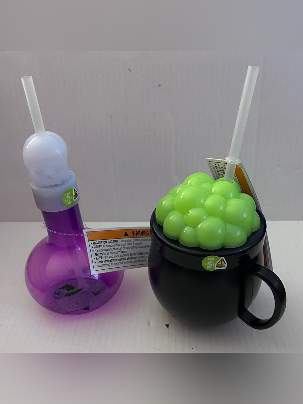 Halloween light up & glow Bubble Cauldron & Potion Bottle Cups